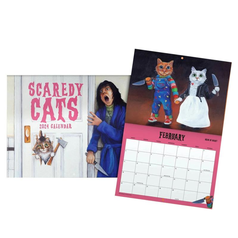 Scaredy Cat 2024 Wall Hanging Calendar Monthlys Viewing Calendar For Bedroom Home  |  Writing Material Writing Material Writing Material