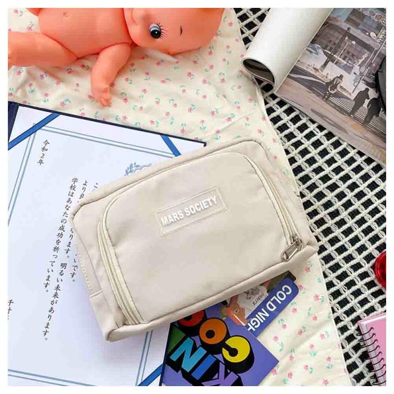 Small Freshs Net Bag Storage Bag Multifunctional Pencil Bag For Girls White  |  Desk Supplies Desk Supplies Black