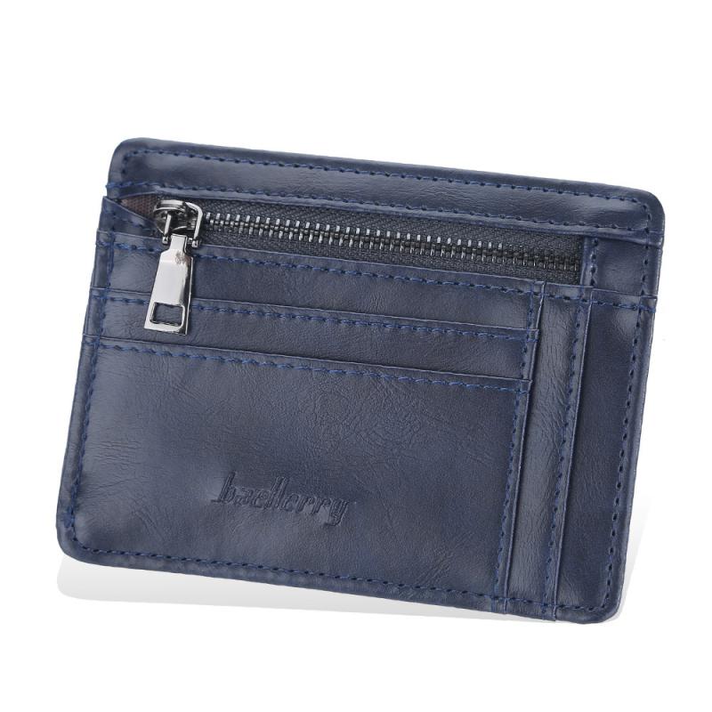 Small Thin Leather Business Card Holder Portable Lightweight Card Sleeve For Men Male Youth Blue  |  Desk Supplies Desk Supplies Black