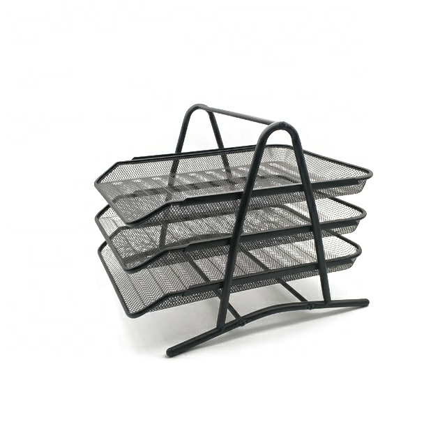 Stasun Office School Desk Organizer Three Layers Metal Wire Mesh 3 Tier Document Tray  |  Files & Folders Files & Folders Files & Folders