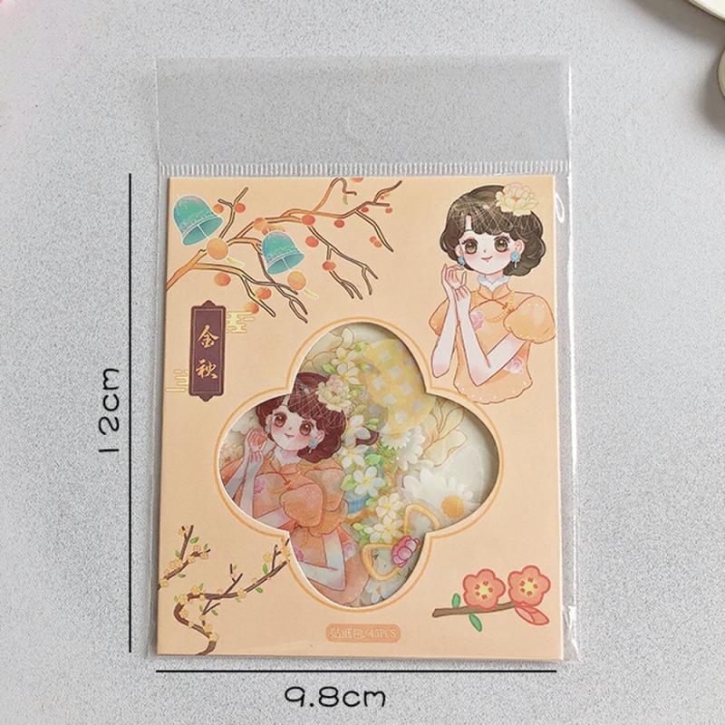 Sticker Scrapbooking Supplies Beautiful Adhesive Decorative Sticker Orange,Classical Girl  |  General Supplies General Supplies Blue