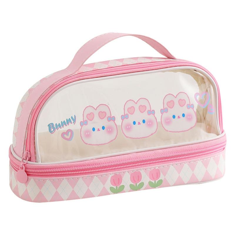 Students Large Capacity Pencil Case Cute Cartoon Transparent Pencil Bag  School Student Supplies No Stickers,Bunny Rabbit  |  Desk Supplies Desk Supplies Bunny Rabbit