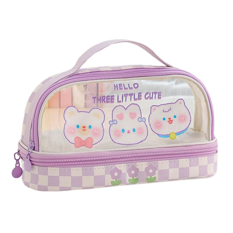 Students Large Capacity Pencil Case Cute Cartoon Transparent Pencil Bag  School Student Supplies No Stickers,Hello Rabbit  |  Desk Supplies Desk Supplies Bunny Rabbit