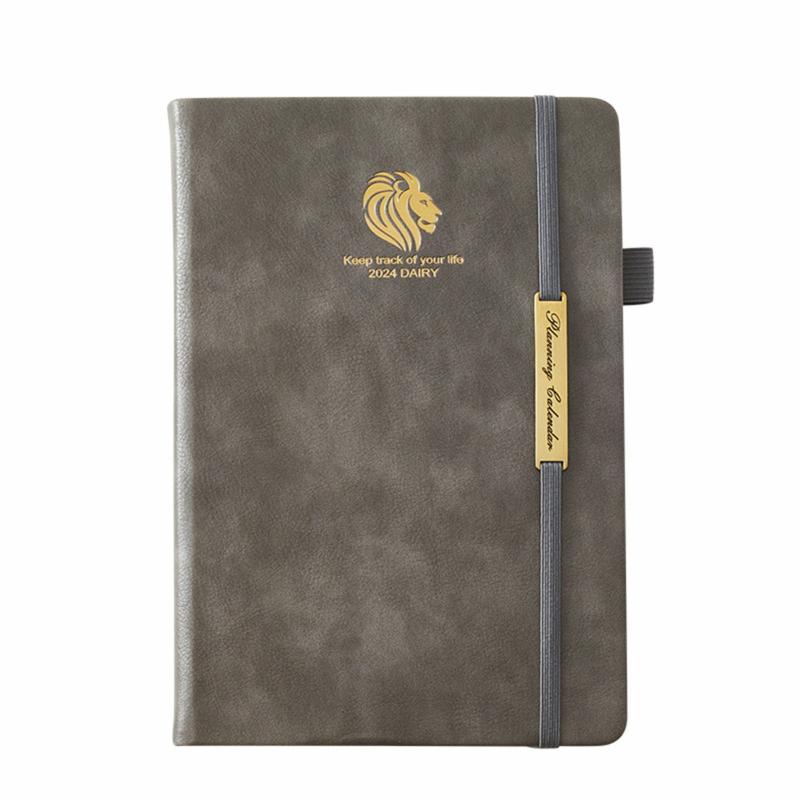 Stylish Leather Cover Planing Books Multipurpose Journal Books For Men Grey  |  Writing Material Writing Material Black