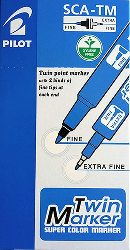 Super Color Blue Ink Permanent Twin Point Markers – Xylene Free  Pack Of 12  |  Writing Instruments Writing Instruments Writing Instruments