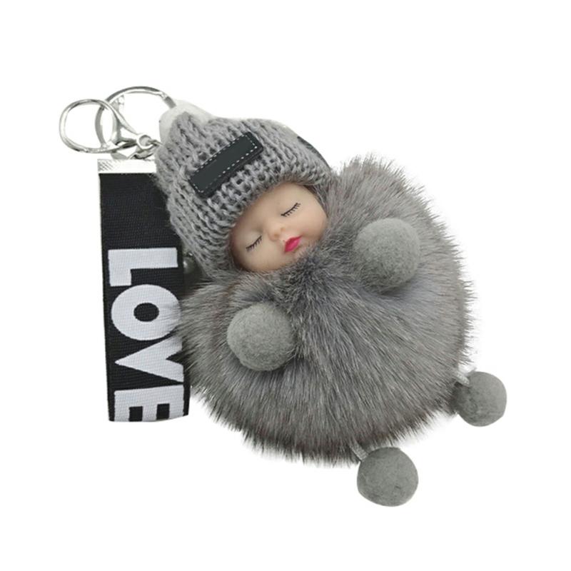 Super Cute Doll Keychain Hanging Pendant Plush Decoration Gift For Bag Car Accessories Light Grey  |  General Supplies General Supplies Black