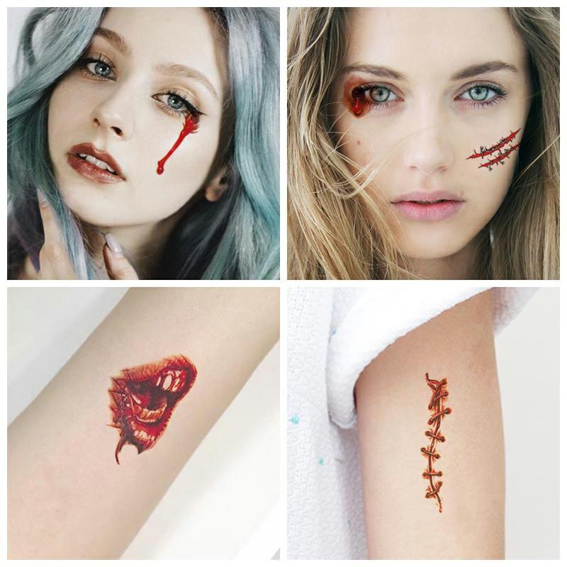 Tattoo Sticker Bloodstain Pattern Makeup Sticker Halloween Scar  Zombie Temporary Party Supplies Cosplay Props Wound New  |  Writing Material Writing Material Writing Material