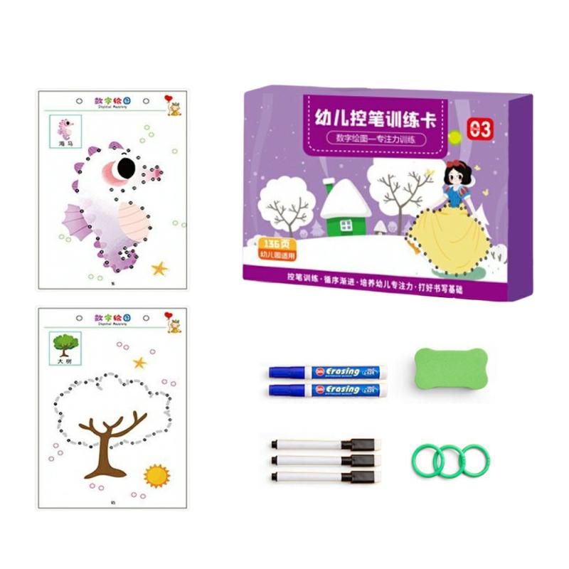 Tracing Workbook Set With Pen Reusable Calligraphy Copybook For Kids Write Wipe Pen Control Fun Activities  |  Art & Crafts Art & Crafts Art & Crafts