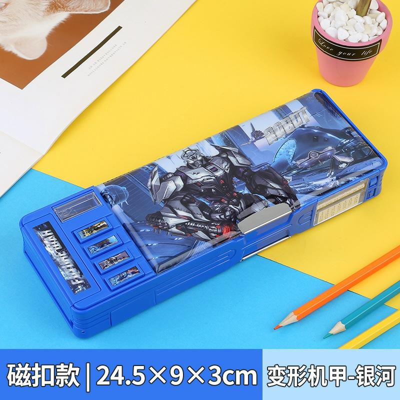 Transforming Mecha Multifunctional Stationery Box Wear Resistant Multi-Grid Pencil Box For Children Boy Magnetic Buckle,Galaxy  |  Desk Supplies Desk Supplies Desk Supplies