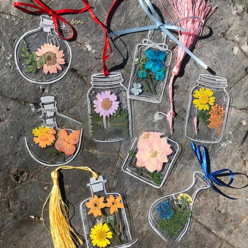 Transparent Dried Flower Bookmarks Diy Flower Page Clips Bookmarks Handmade 15Pcs  |  Writing Material Writing Material 15pcs