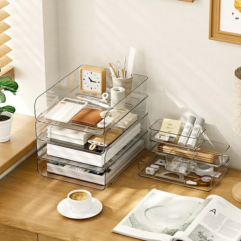 Transparent Tray Organizer Set For Desk Office Supplies File Document Letter  |  Files & Folders Files & Folders Files & Folders