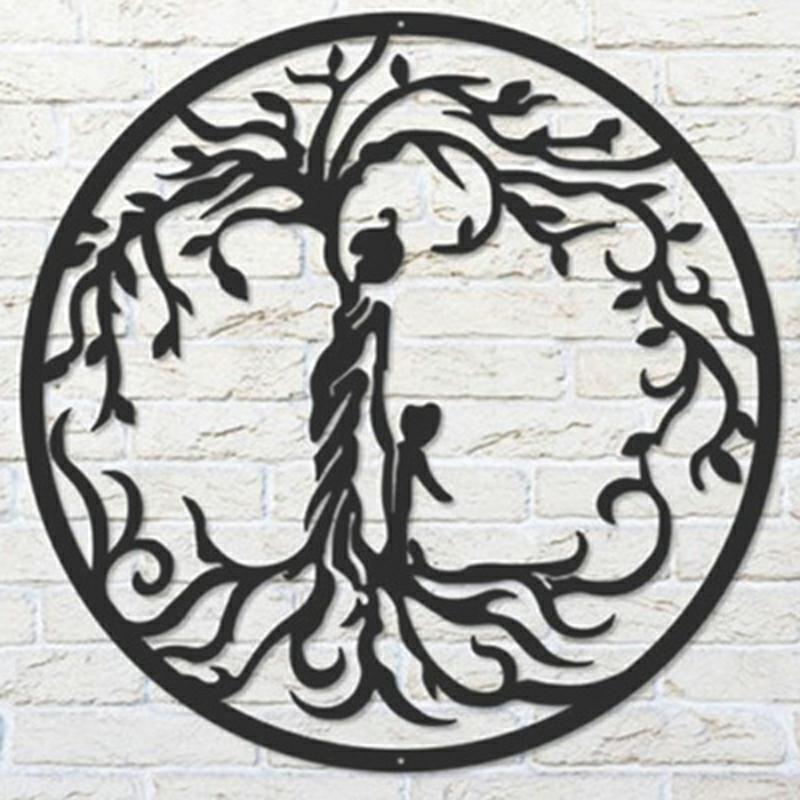 Tree Of Life Ornament Iron Style Mother With Kids Silhouette Wall Art Hanging Ornament Home Decor 2 People  |  Writing Material Writing Material 2 People