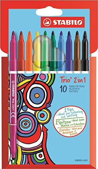 Trio 2In1 Fiber Tip Wallet 10 Color Pens  |  Writing Instruments Writing Instruments Writing Instruments