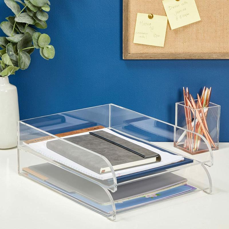 Tsgg High End 2 Tier Stackable Clear Acrylic File Document Tray For Desk Organizer  |  Files & Folders Files & Folders Files & Folders