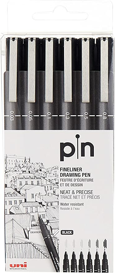 Uni Pin Fine Liner Pac 06Ea Bk  |  Writing Instruments Writing Instruments Writing Instruments