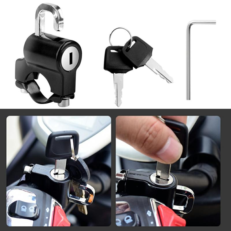 Universal Motorcycle Helmet Lock Anti-Theft Helmet Security Lock Metal Black With 2 Keys Set  |  Desk Supplies Desk Supplies Desk Supplies