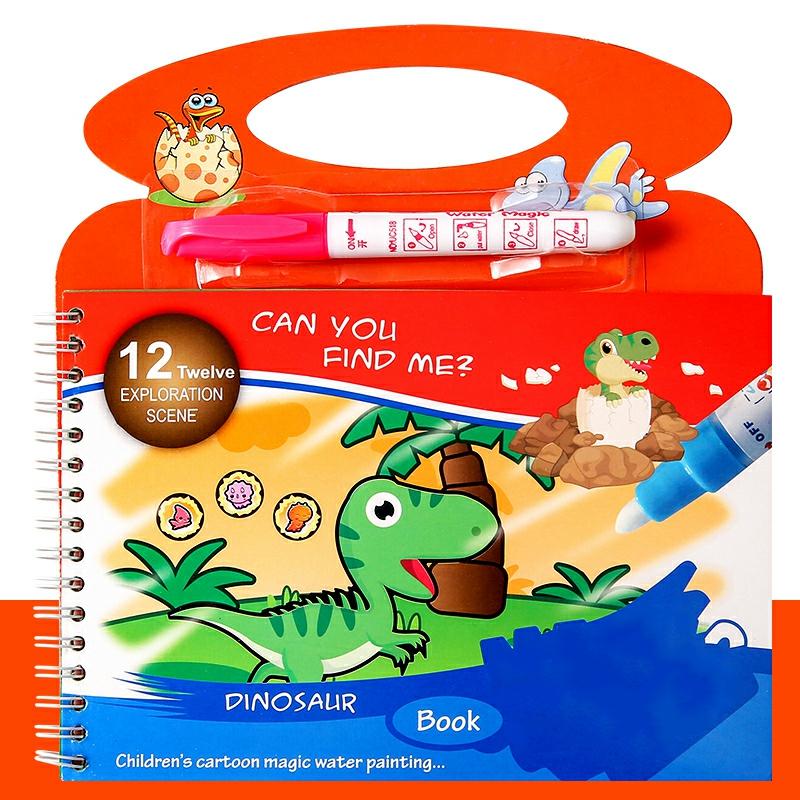 Water Coloring Books Reusable Water Drawing Painting Toy Travel Kits With Bonus Pens For Kids Dinosaurs  |  Art & Crafts Art & Crafts Art & Crafts