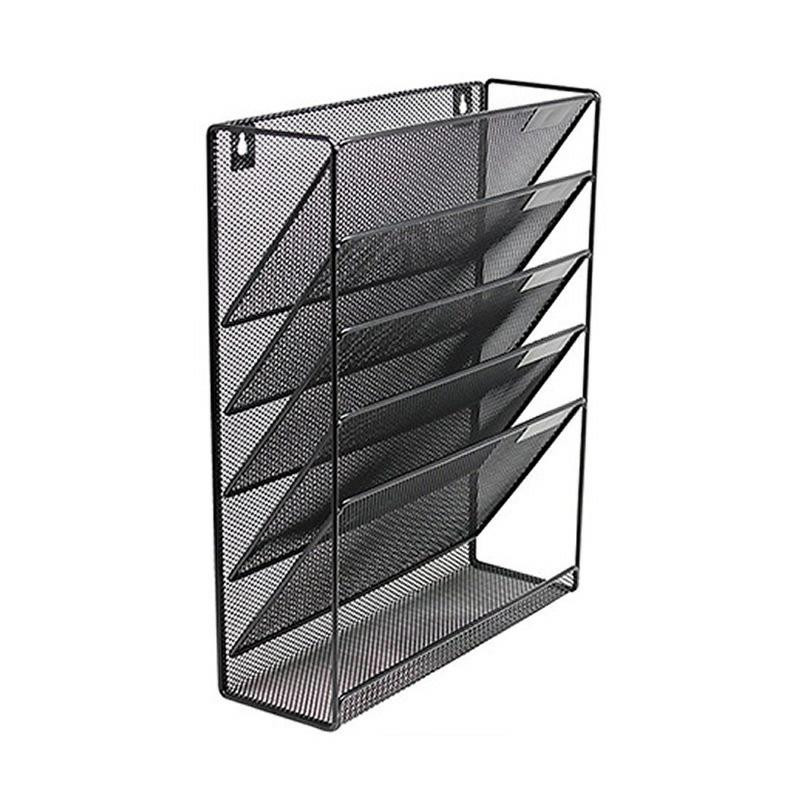 Wholesale Black Wall Mounted Hanging File Organizer 5 Layer  Metal Mesh File Organizer In Stock  |  Files & Folders Files & Folders Files & Folders