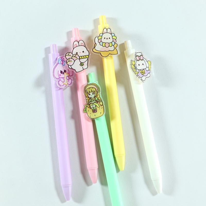 Wholesale Custom Charm Cartoon Ballpoint Pen Soft Cute Fashion Color Cute Acrylic Rubber Clip Ballpoint Pen Led Pen  |  Writing Instruments Writing Instruments Writing Instruments