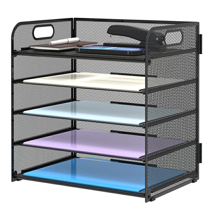 Wholesale Desktop Paper Document File Tray 5 Tier Metal Wire Mesh Office File Organizer With Handle  |  Files & Folders Files & Folders Files & Folders