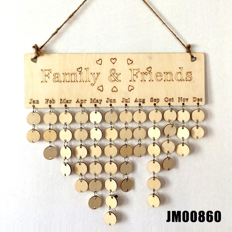 Wood Wall Hanging Calendar Birthday Celebrations Diy Reminder For Home Decoration Jm00860  |  Writing Material Writing Material Jm00860