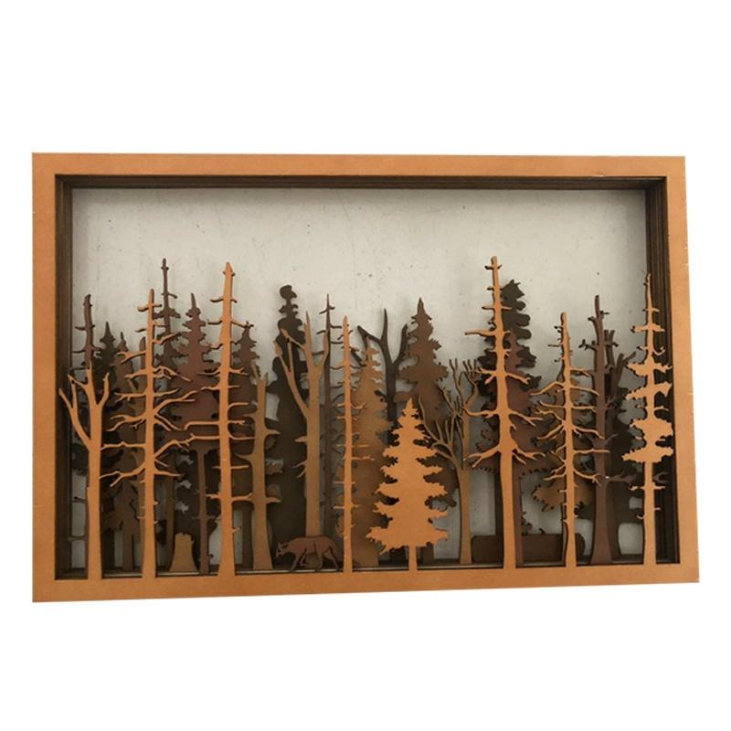 Wooden Foxes Wall Hanging Modern Framed Artwork Decorations Crafts For Bedroom Office Kitchen Decoration New  |  Writing Material Writing Material Writing Material