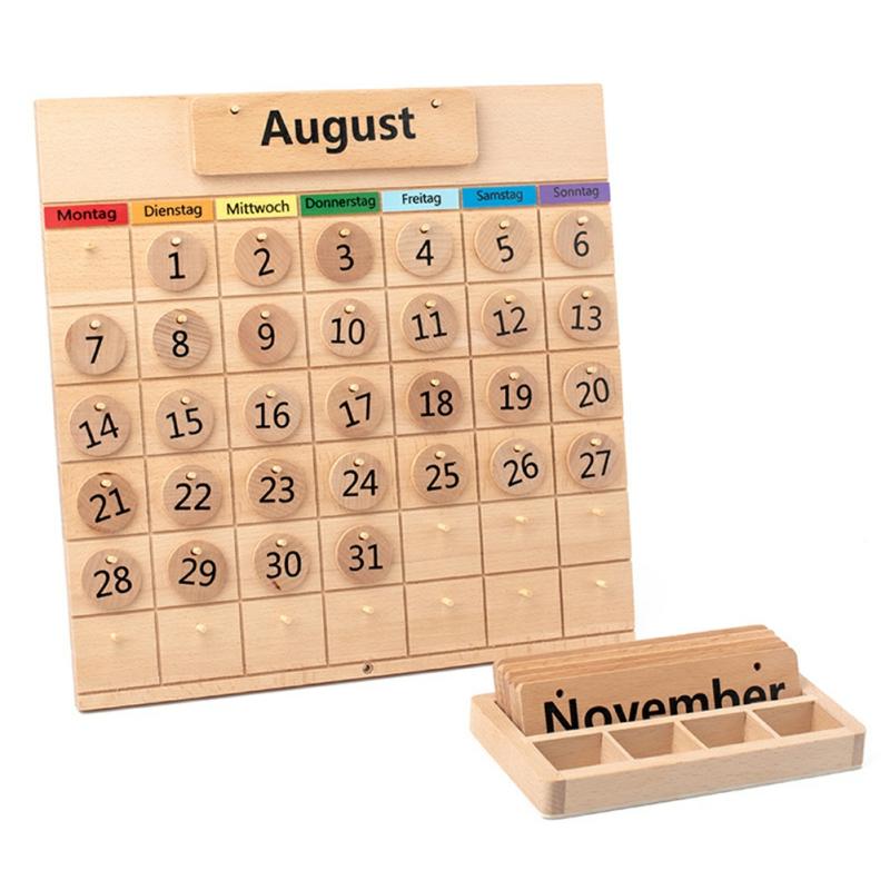 Wooden Perpetual Calendar Personalized Calendar Ornament Children Early Educational Calendar  |  Writing Material Writing Material Writing Material