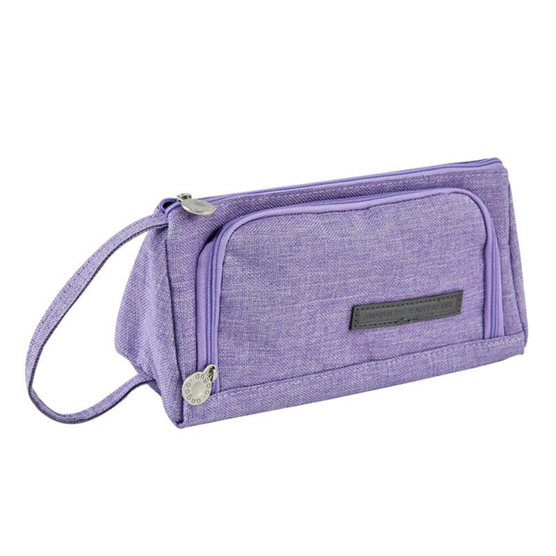 Zippered Pencil Case With Multi Compartments For School Office Use Purple  |  Desk Supplies Desk Supplies 1