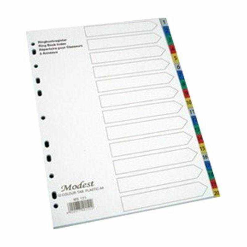 Divider 20 Color Pvc  With Number Ms220  |  Files & Folders Files & Folders Files & Folders