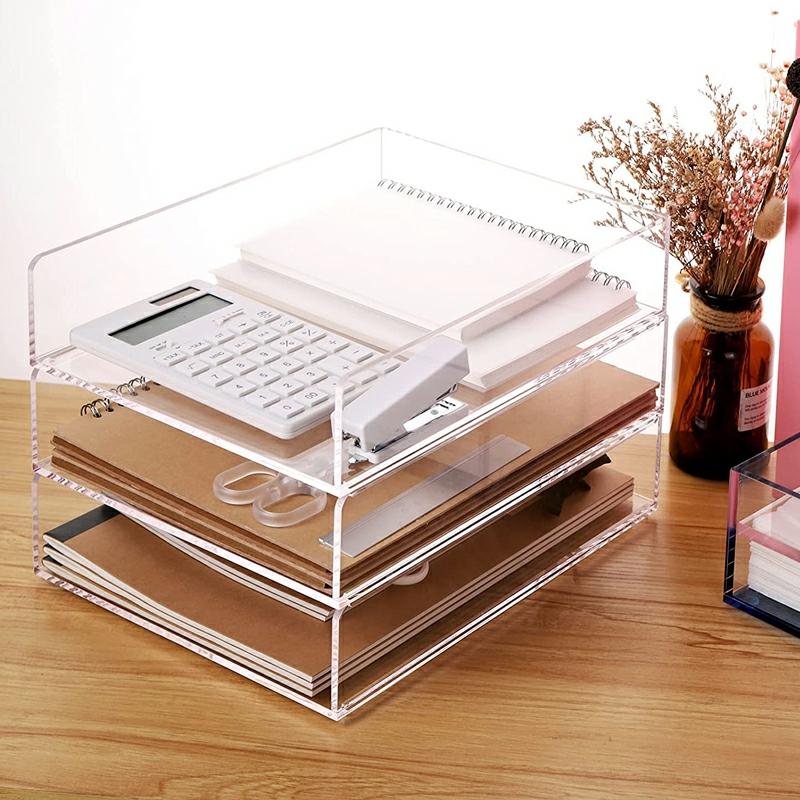 Desk Organizers And Accessories, Paper File Organizer Tray, Clear Acrylic Stackable Letter Size Workspace Office Organization Clear,9.26"X12.01"X2.76" (235X305X70.1Mm),Acrylic  |  Files & Folders Files & Folders 9.26"x12.01"x2.76" (235x305x70.1mm)