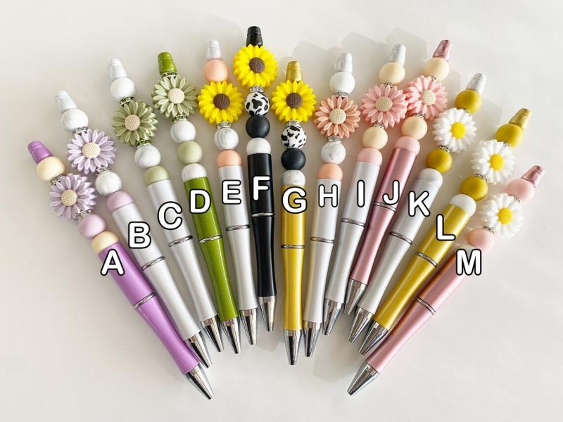 Hot Sale Bead Ball Pen Jewelry Daisy Silicone Bead Pen Plastic Beads Ballpoint Pen J  |  Writing Instruments Writing Instruments A